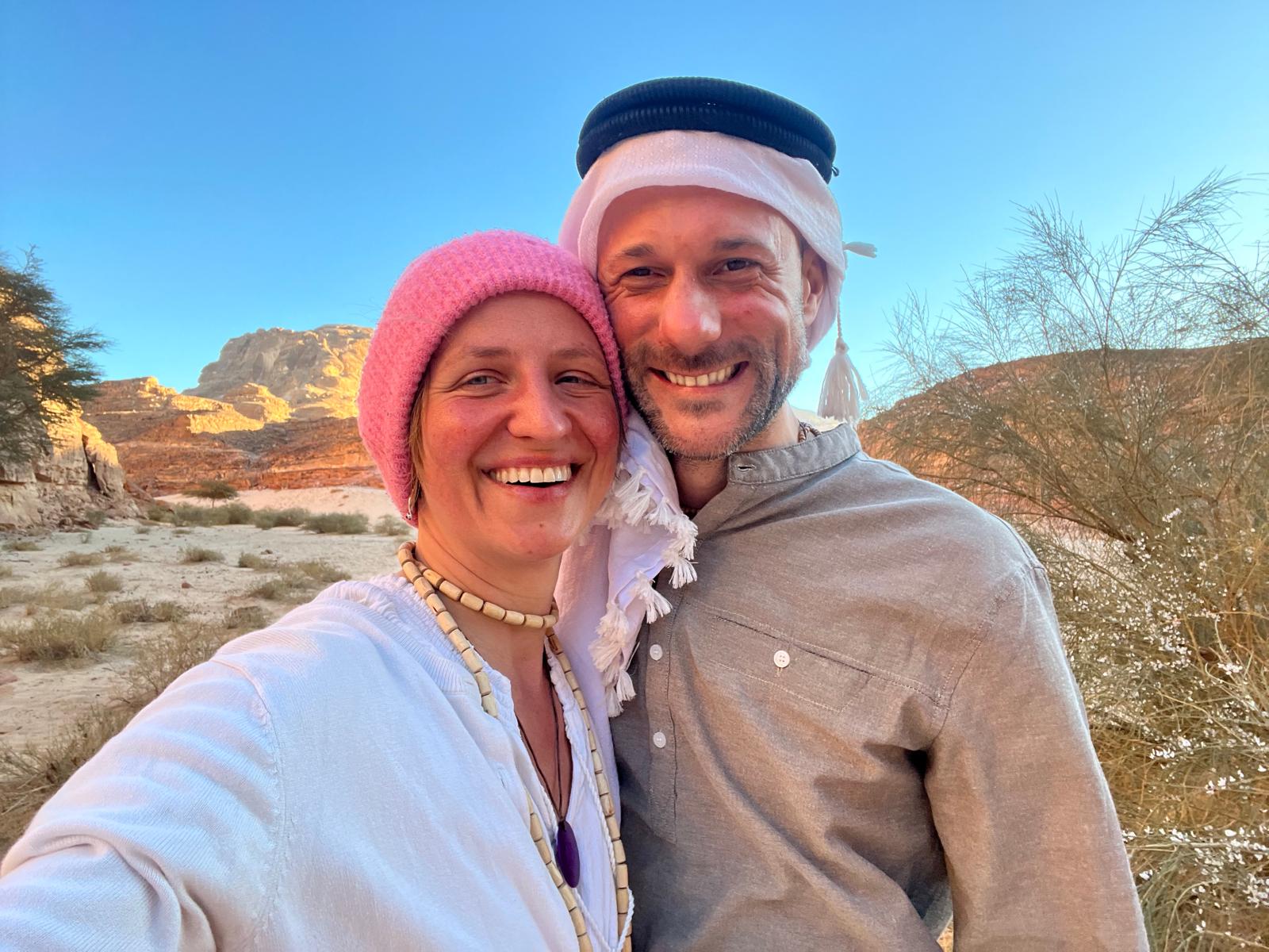 Alexandra and Claudio laughing together in Sinai