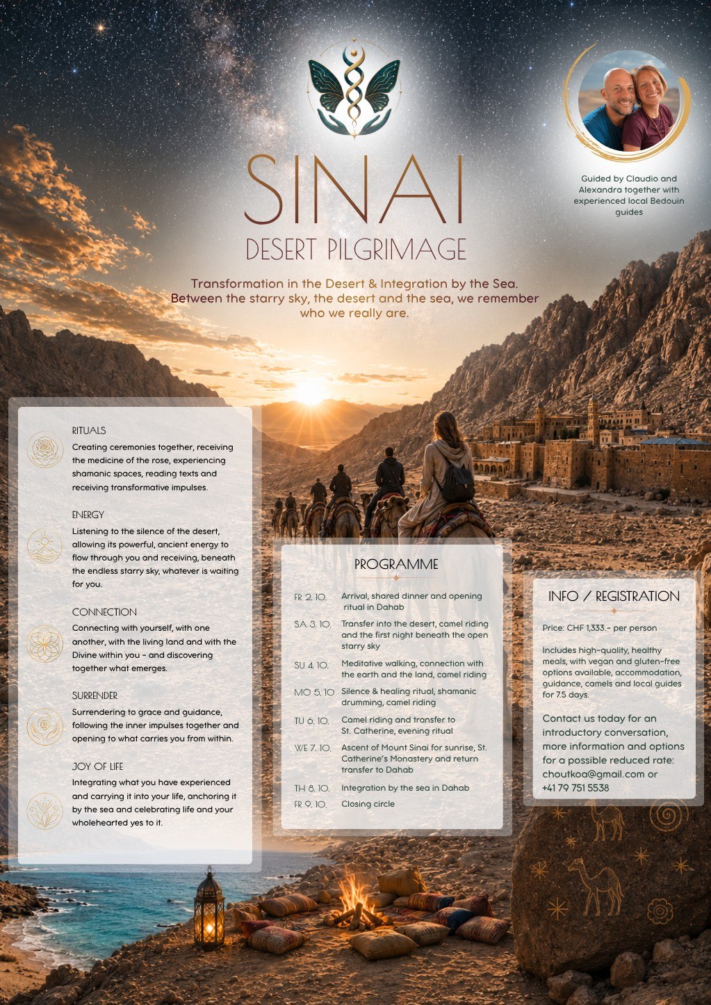 Original Sinai Desert Pilgrimage flyer with programme and journey information